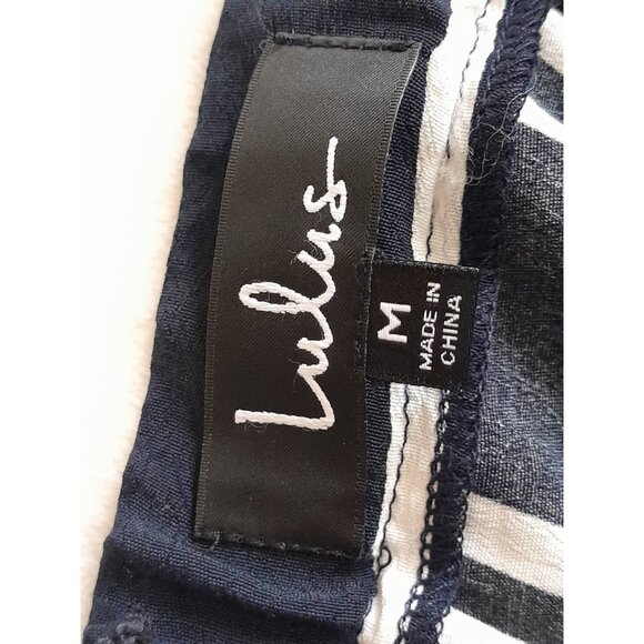 New Lulus Medium Wide Leg Retro Flowy Casual Vacation Striped Pants Pockets - Picture 4 of 11